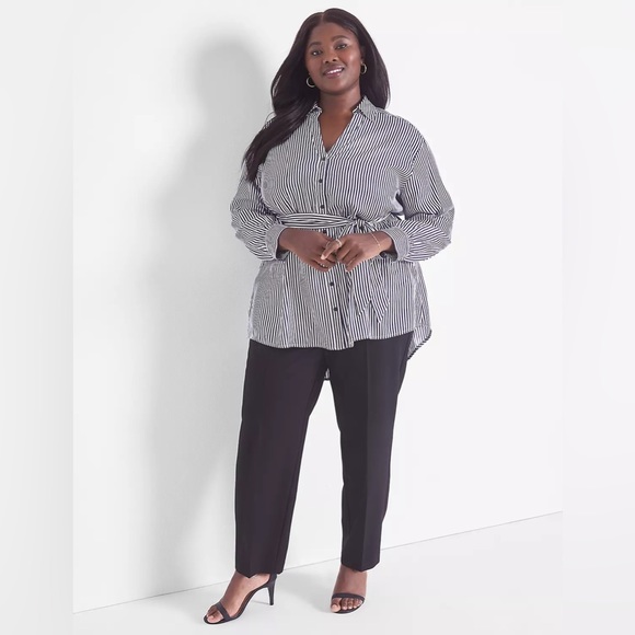 Lane Bryant Belted Button Down Long Sleeve Tunic - Picture 1 of 7